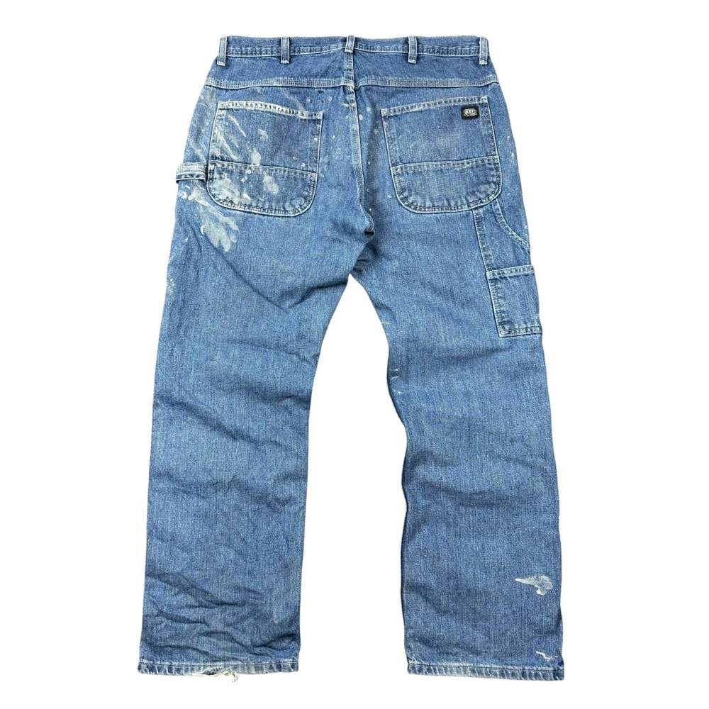 Y2K Key Carpenter Jeans Men 34x30 (34x29) Blue Distressed Workwear Baggy